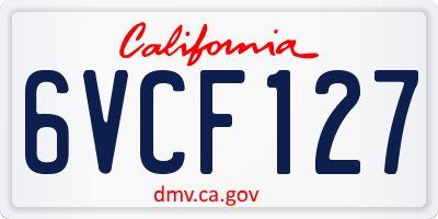 CA license plate 6VCF127