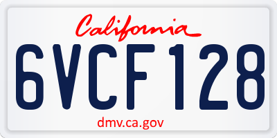 CA license plate 6VCF128