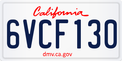 CA license plate 6VCF130