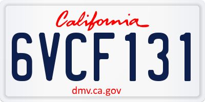 CA license plate 6VCF131