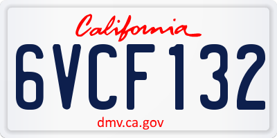 CA license plate 6VCF132
