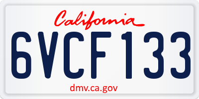 CA license plate 6VCF133