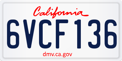 CA license plate 6VCF136