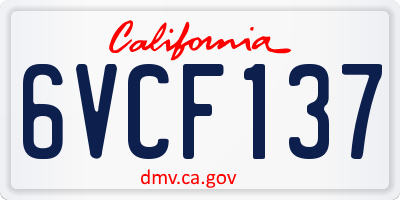 CA license plate 6VCF137