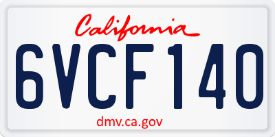 CA license plate 6VCF140