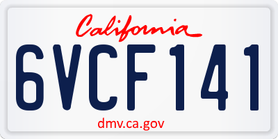 CA license plate 6VCF141