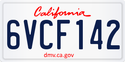 CA license plate 6VCF142