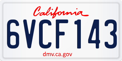 CA license plate 6VCF143