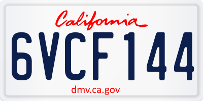 CA license plate 6VCF144