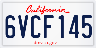 CA license plate 6VCF145