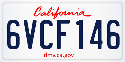 CA license plate 6VCF146