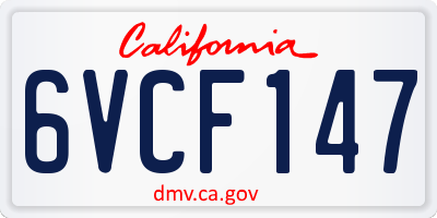 CA license plate 6VCF147