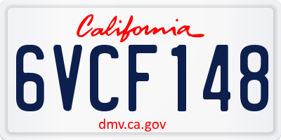 CA license plate 6VCF148