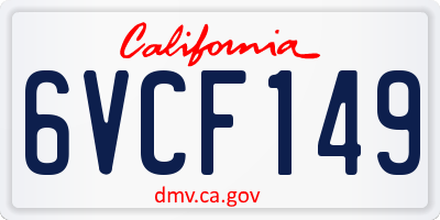 CA license plate 6VCF149
