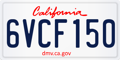 CA license plate 6VCF150