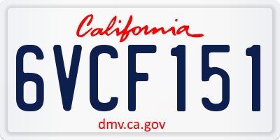 CA license plate 6VCF151