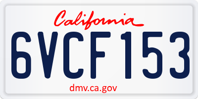 CA license plate 6VCF153