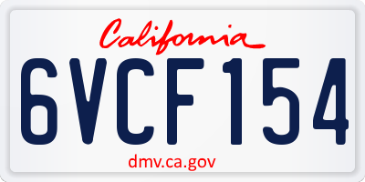 CA license plate 6VCF154