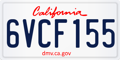 CA license plate 6VCF155