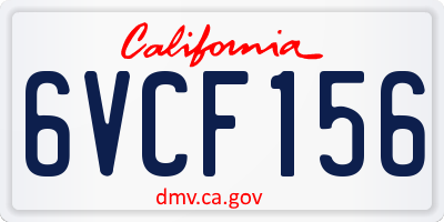 CA license plate 6VCF156