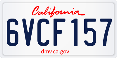 CA license plate 6VCF157