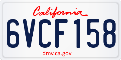CA license plate 6VCF158