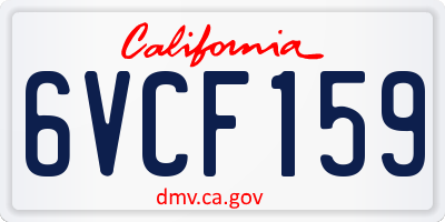 CA license plate 6VCF159