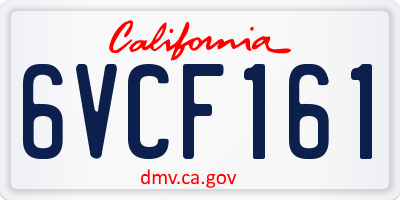 CA license plate 6VCF161