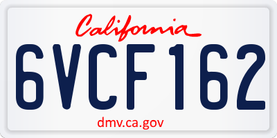 CA license plate 6VCF162
