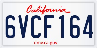 CA license plate 6VCF164