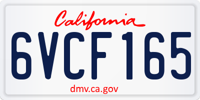 CA license plate 6VCF165