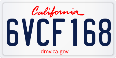 CA license plate 6VCF168