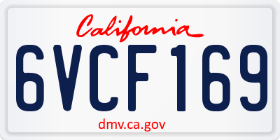 CA license plate 6VCF169