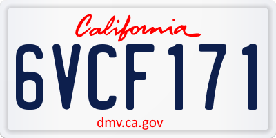 CA license plate 6VCF171
