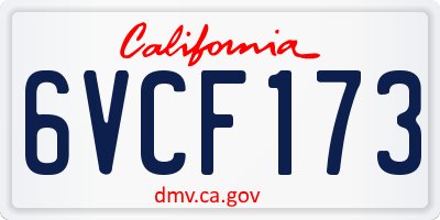 CA license plate 6VCF173