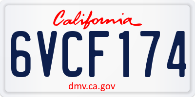 CA license plate 6VCF174
