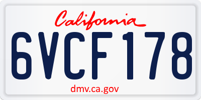 CA license plate 6VCF178