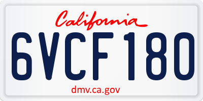 CA license plate 6VCF180