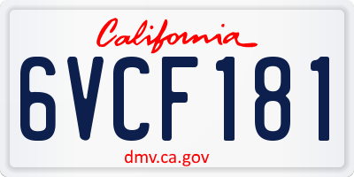 CA license plate 6VCF181