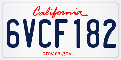 CA license plate 6VCF182