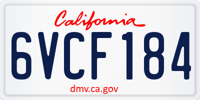CA license plate 6VCF184