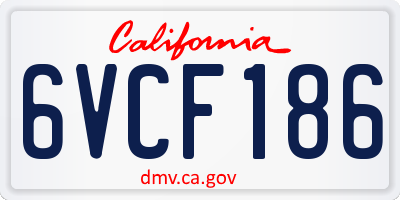 CA license plate 6VCF186