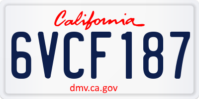 CA license plate 6VCF187