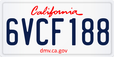 CA license plate 6VCF188