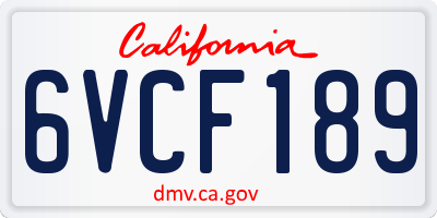 CA license plate 6VCF189