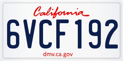 CA license plate 6VCF192