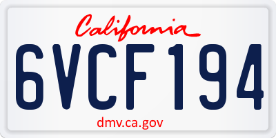 CA license plate 6VCF194