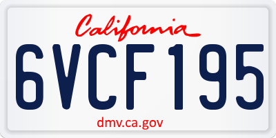 CA license plate 6VCF195
