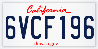 CA license plate 6VCF196