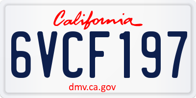CA license plate 6VCF197